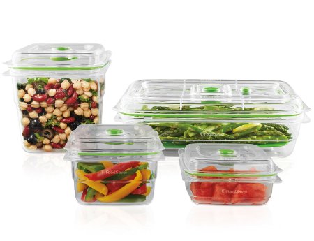 FoodSaver Vacuum Sealed Fresh Containers, 4-Piece Set, Crack/Shatter/Odor/Stain Resistant, BPA Free