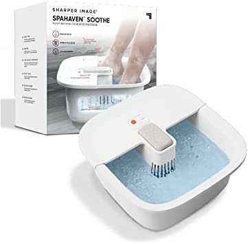 Sharper Image Spahaven Sooth Foot Bath with Heated Massage, Pumice Stone & Splash Guard, Toe-Touch Controls, 100 Degree Heat, Essential Oils or Bath Salts for Pain & Stress Relief of Tired Feet