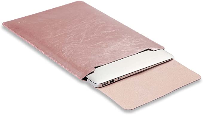 SOYAN Leather Laptop Sleeve for 16-Inch MacBook Pro 2021 (Rose Gold)