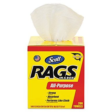 Scott Rags In A Box (75260), White, 200 Shop Towels per box, Case of 8