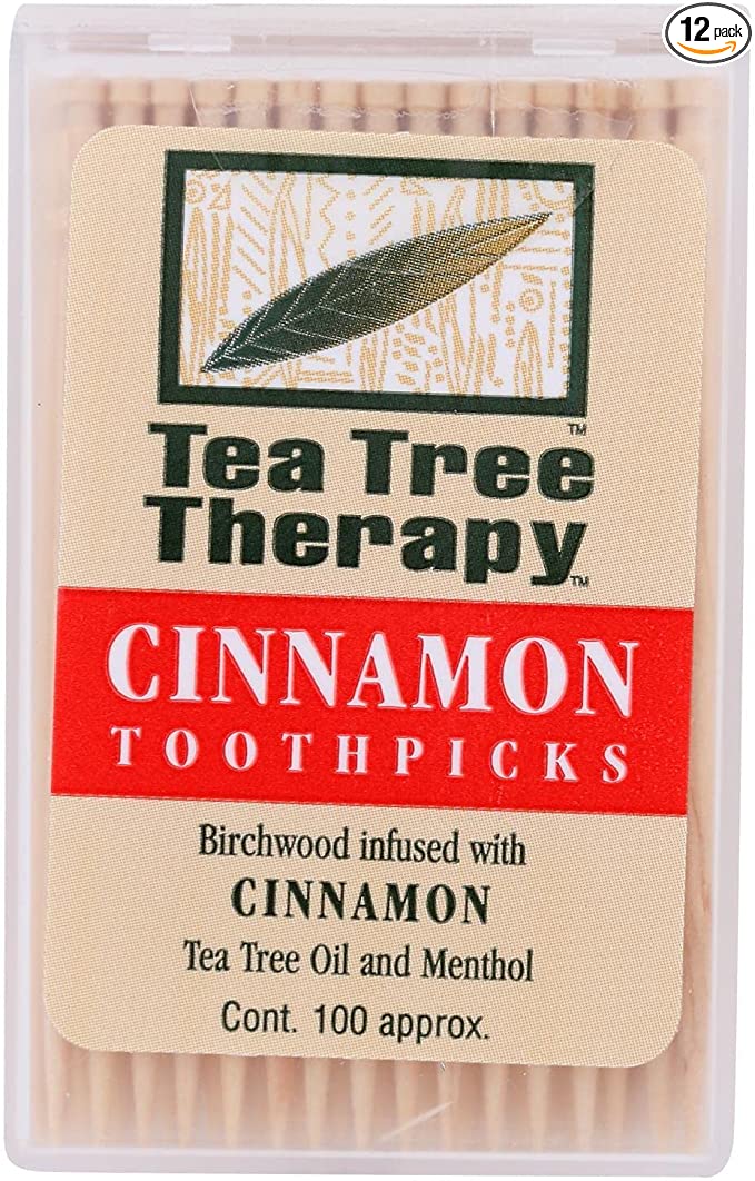 Cinnamon Tea Tree Toothpicks 100 count By Tea Tree Therapy - 12 Pack