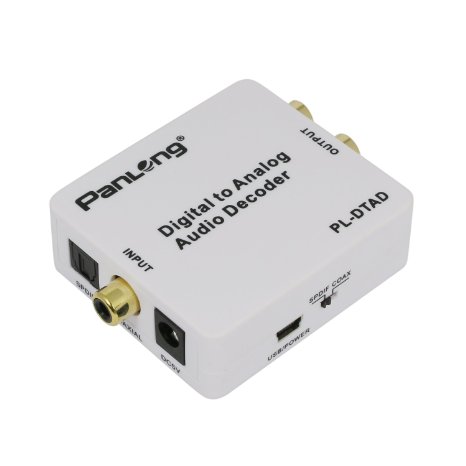 Panlong Optical SPDIF Toslink Coaxial Digital to Analog Audio Decoder Converter with PCM 51 Dolby Digital and DTS Support