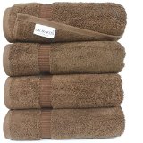Turkish Luxury Hotel and Spa 27x54 Bath Towel Set of 4 - 100 Genuine Turkish Cotton - Eco-Friendly Bath Towels Chocolate