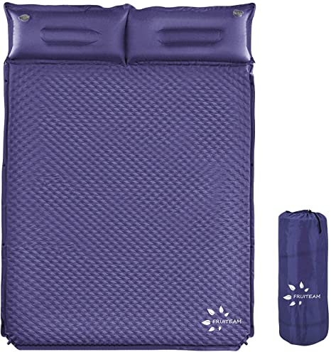 FRUITEAM Double Sleeping Pad for Camping 2 Person - Self-Inflating Camping Pads and Mats with Pillow Sleeping Mattress for Backpacking, Camping and Hiking