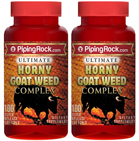 Piping Rock Ultimate Horny Goat Weed Complex 2 Bottles x 100 Quick Release Softgels Dietary Supplement