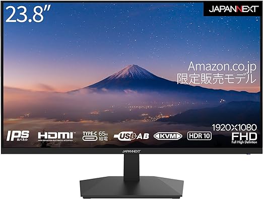 【Amazon.co.jp限定】JAPANNEXT IPSパネル搭載23.8インチ フルHD解像度(1920 x 1080) USB-C給電対応液晶モニターJN-IPS238FHDR-C65W HDMI USB-C(65W給電) KVM機能