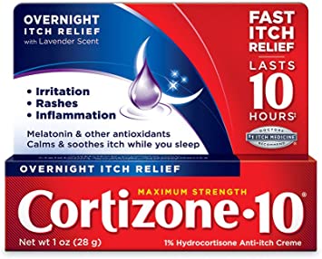 Cortizone 10 Maximum Strength Overnight Itch Relief Creme with Lavender Scent, 1 Ounce