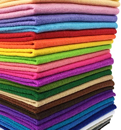 28pcs Thick 1.4mm Soft Felt Fabric Sheet Assorted Color Felt Pack DIY Craft Sewing Squares Nonwoven Patchwork (60x60cm)