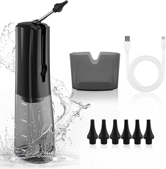 Water Powered Ear Cleaner, Ear Wax Removal Kit Waterproof USB Rechargeable Safe & Effective Triple Jet Stream 3 Pressure Settings 3 Mode Ear Wax Removal Kit with Basin & 6 Replaceable Nozzles