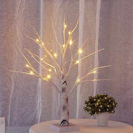 Bolylight Lighted Birch Tree Centerpiece Jewelry Tree Night Light Table Lamp 17.71 inch 18L Home Decor for Valentine's Day/Party/Festival/Wedding