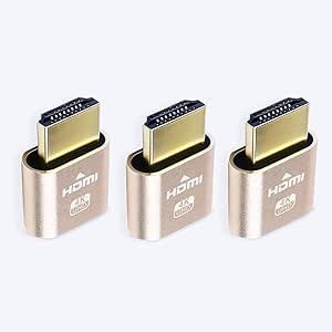 DTECH HDMI Dummy Plug 4K Display Emulator Compatible with Windows Mac OSX Linux (fit-Headless 3 Pack)