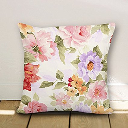Vintage Beautiful Vintage Flowers Canvas Throw Pillow Covers Pillow Case 18 x 18