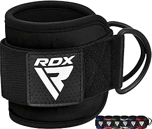 RDX Sangle Cheville Musculation Anneau D'Haltérophilie Machine Fixation Ankle Straps, Poignet Wraps Fitness Entraînement, Exercices de Traction des Jambes, Hommes Femmes Maison Gym Entraînements