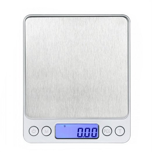 TOSTAR 0.01oz/0.1g 3kg Digital Pocket Kitchen Food Scale with Stainless Steel and Backlit Display