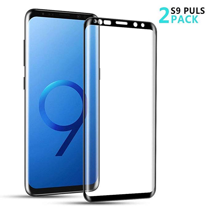 [NEW VERSION]S9 Plus Screen Protector, Samsung Galaxy S9 Full Adhensive Tempered Glass, Protector de Pantalla Galaxy S9 Plus 3D Full Screen Coverage 9H Glass-2 Pack