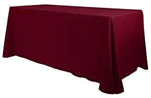 E-TEX Oblong Tablecloth - 90 x 132 Inch - Burgundy Rectangle Table Cloth for 6 Foot Rectangular Table in Washable Polyester