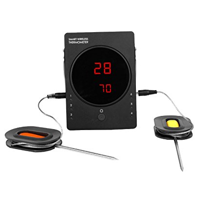 WEINAS 6 Channel Wireless Bluetooth Barbecue Thermometer Smart Easy BBQ App for iPhone iOS and Android Kitchen Devices Compatible for Smoker Grill Oven BBQ (2 Probes Included)