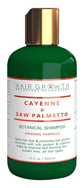 Hair Growth Cayenne & Saw palmetto Scalp Stimulating Botanical Shampoo, Original Formula Fights Hair Loss 10.2 oz