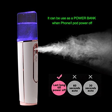 ❉Christmas Gift❉ Skin Nano-Steamer Handy Mister Facial Mist Spray Face Sprayer Rechargeable Sliding Facial Mini Steamer Moisture Mist Sprayer Best Dry Oil Skin Treatment Moisturizing POWER BANK