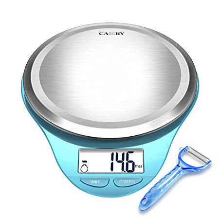 Food Scale with Vegetable Peeler - NUTRI FIT Multifunction Digital Kitchen Scale with Fingerprint Resistant Coating, Powder Blue