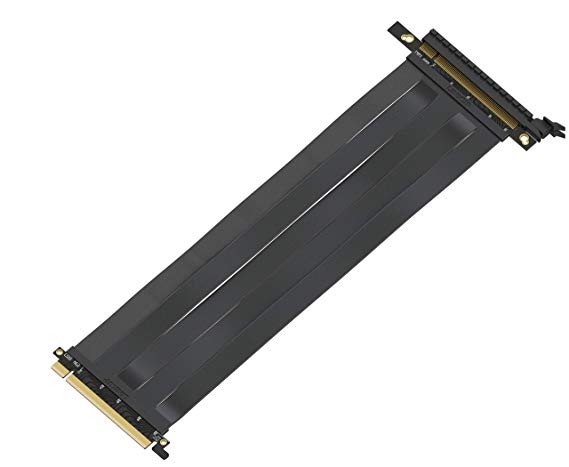 LINKUP [30 cm] 16x Riser Cable 64GB/s GPU Riser Extender - PCIE 3.0 (Future 4.0 Ready) Premium Shielded Twinaxial Technology | Black