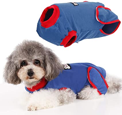 Rantow After Surgery Dog Recovery Suit Female/Male E Collar Alternative Dog Suit Medical Pet Puppy Wear - Protects Wounds Bandages, Aids Hot Spots and Anti Anxiety (XS)
