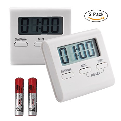 2Pcs LCD Digital Kitchen Cooking Timer Count-Down Up Clock Alarm Magnetic Reminder By E-UNIONA