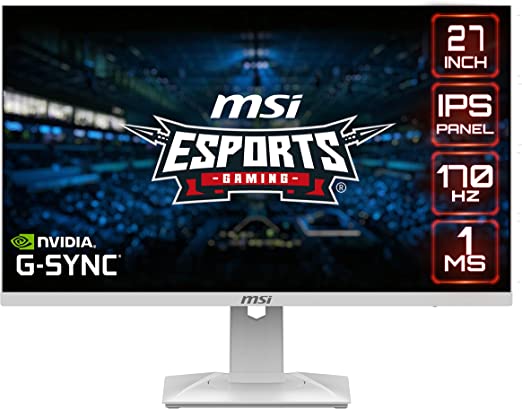 MSI 27” FHD (1920 x 1080) Non-Glare with Super Narrow Bezel 170Hz 1ms 16:9 HDMI/DP AMD Radeon FreeSync RGB IPS White Gaming Monitor (OPTIX G274RW)