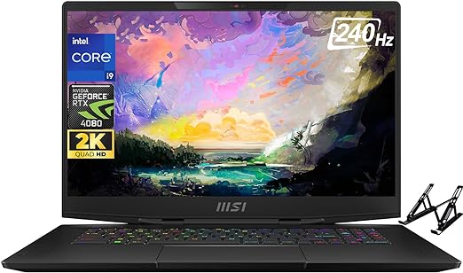 MSI Stealth-17-Studio Gaming Laptop 2023-17.3" QHD 240Hz Display, Intel Core i9-13900H, NVIDIA RTX 4080, 64GB DDR5 RAM, 4TB SSD, Backlit Keyboard, WiFi6, Windows 11 Home, with Laptop Stand