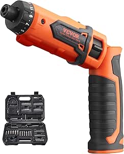 VEVOR Cordless Screwdriver, 8V 7Nm Electric Screwdriver Rechargeable Set with 82 Accessory Kit and Charging Cable, Nut Drivers Magnetic Bit Holder Tool Kit Home Repair, LED Light Dual Position Handle