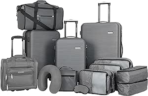 Travelers Club Riddock Luggage and Travel Accessories, Charcoal, 14-Piece Set