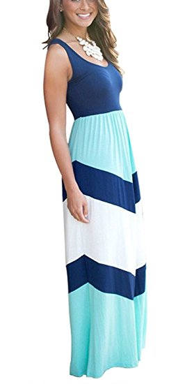 Demetory Women`s Boho Summer Empire Waist Long Flowy Beach Maxi Party Dress