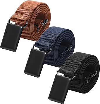 AWAYTR Toddler Boy Kids Buckle Belt - Adjustable Elastic Child Silver Buckle Belts, 3 Pieces