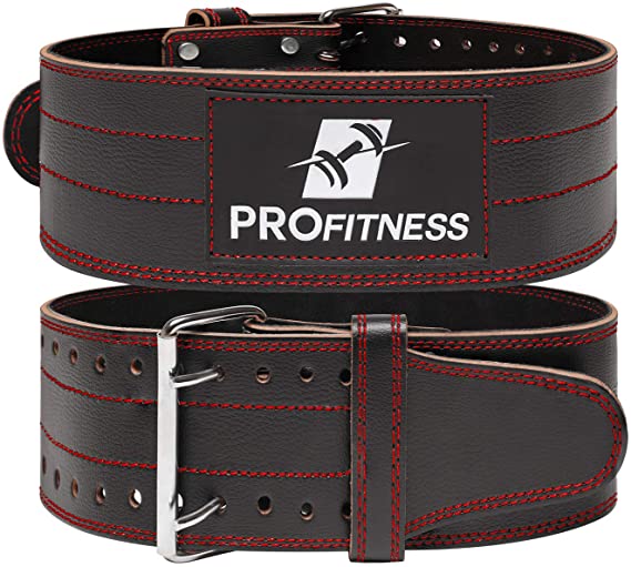 ProFitness Genuine Leather Workout Belt (4 Inches Wide) - Proper Weightlifting Form - Lower Back and Lumbar Support for Crossfit Exercises, Powerlifting Workouts, Deadlifts