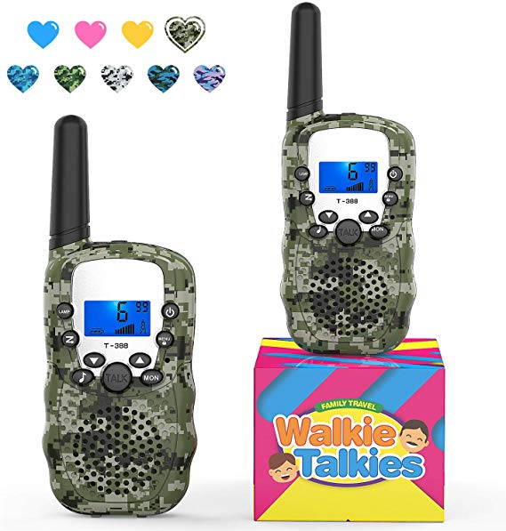 Topsung T388 Walkie Talkies for Family, FRS/GMRS Two Way Radio Long Range 22 Channels VOX Cruise Gear Portable Toys Walky Talky for Hunting Riding Adventure (Camo 2 Pack)