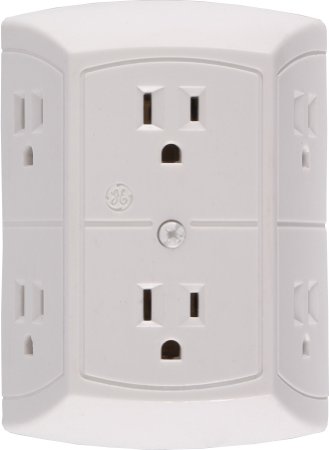 GE Grounded Adapter-Spaced Six-Outlet Tap