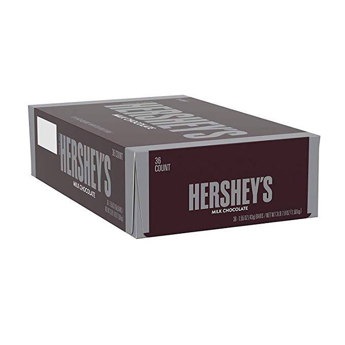 HERSHEY'S Milk Chocolate Candy Bars, bulk candy, 1.55-oz. Bars, 36 Count - PACK OF 2