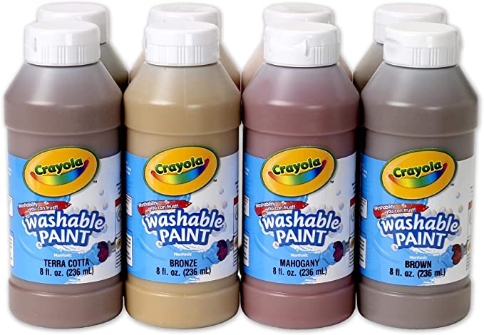 Crayola Multi-Ethnic Washable Tempera Paints, 8 Ounces, Assorted Skin Tone Colors, Set of 8