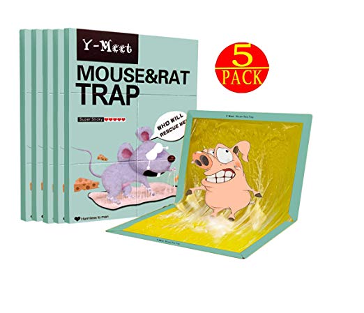 Mouse Trap,5-Pack Extra Large Mouse Glue Traps,Scent Free Super Sticky Rat Glue Trap,Suitable for Rat and Mice,Perfect Use for Indoor and Outdoor (Green)