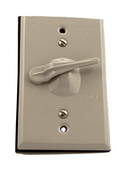 Leviton 1432 1-Gang Toggle with Switch Device Switch Wallplate, Weather-Resistant, Die-Cast Zinc, Box Mount, Horizontal Or Vertical, Gray