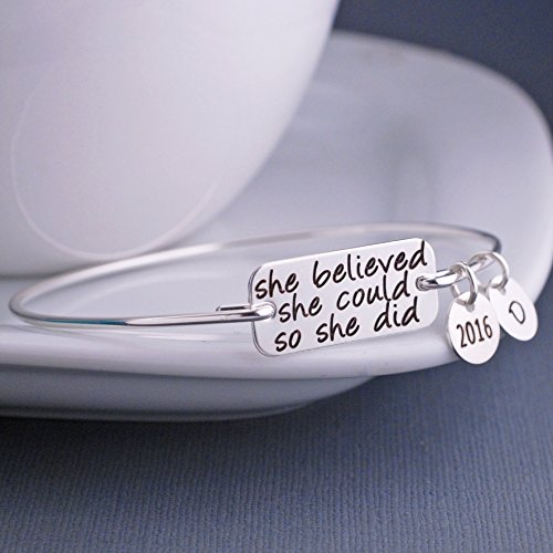 Sterling Silver She Believed She Could So She Did Bangle Bracelet