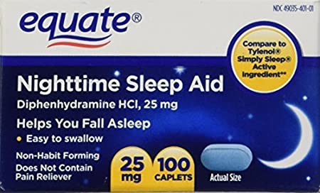 Equate - Nighttime Sleep Aid 25 Milligram, 100 Mini-Caplets
