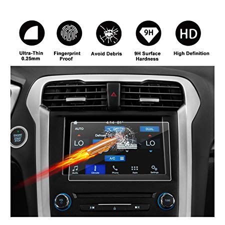 [Updated] 2013-2018 Ford Fusion sync2 sync3 8-inch Display Touch Screen Car Display Navigation Screen Protector, R RUIYA HD Clear Tempered Glass Protective Film