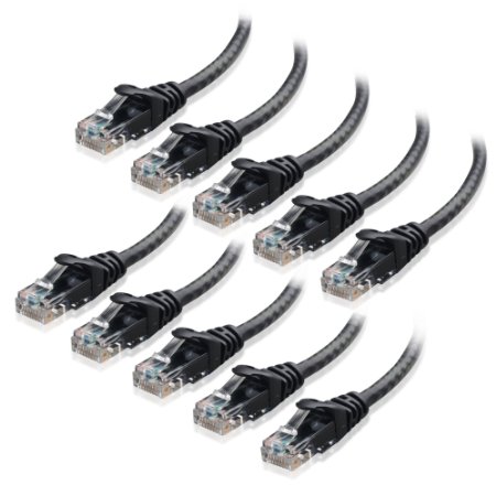 Cable Matters 10-Pack, Cat6 Snagless Ethernet Patch Cable in Black 1 Foot