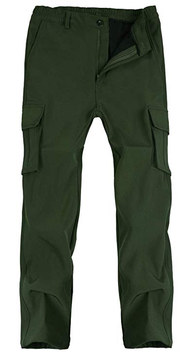 Singbring Men's Outdoor Fleece Lined Windproof Hiking Pants Waterproof Ski Pants