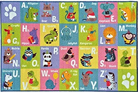 KC CUBS Kev & Cooper Playtime Collection ABC Alphabet Animal Educational Area Rug - 3'3" x 4'7"