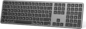 OMOTON Wireless Bluetooth Keyboard for Mac (MacBook/MacBook Air/MacBook Pro/iMac/iMac Pro/Mac Pro), Rechargeable Keyboard for Mac OS, with 3 Bluetooth channels, Quiet Typing, QWERTY UK Layout, grey