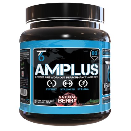 AMPLUS Natural Pre-Workout Supplement -  Doctor Formulated With Trademarked Clinically Proven Ingredients Sustained Energy and Enhanced ATP Production All-Natural Flavor - Berry 618 Gram