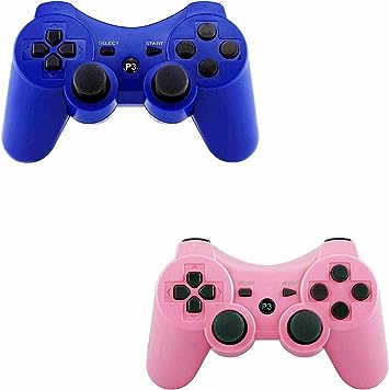 Kolopc Wireless Controllers for PS3 Playstation 3 Dual Shock(Pack of 2,Pink and Blue)