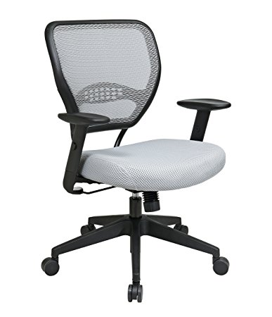 SPACE Seating AirGrid Back and Padded Mesh Seat, 2-to-1 Synchro Tilt Control, Adjustable Arms, Nylon Base Managers Chair, Shadow